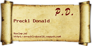 Preckl Donald névjegykártya